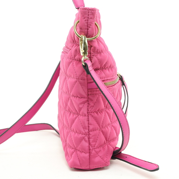 Nicole Miller Quilted Shoulder Purse Crossbody Bag Women 11x11x2 Pink/Gold - Picture 5 of 14